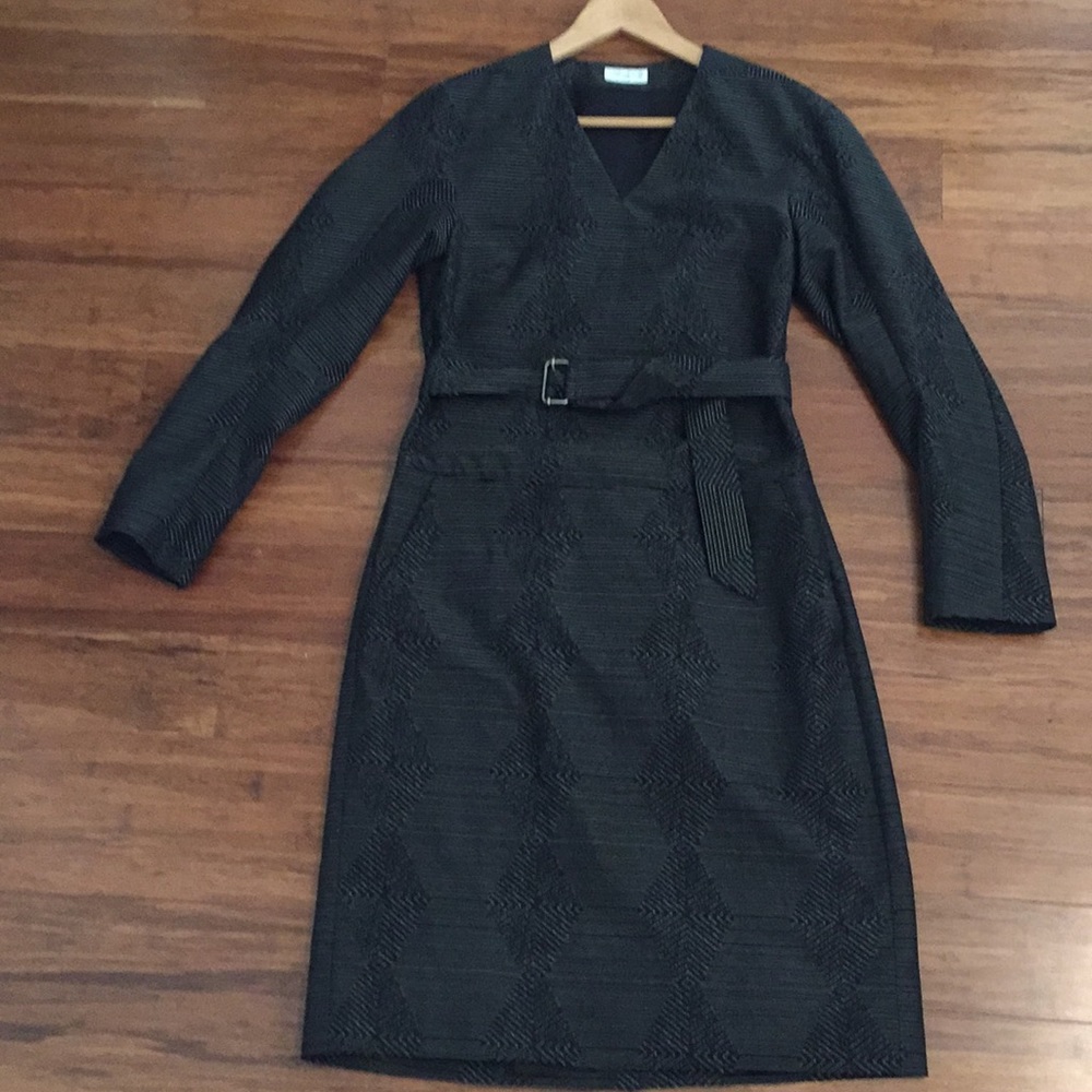 Dries Van Noten Long-Sleeve Belted Black Dress Size 36